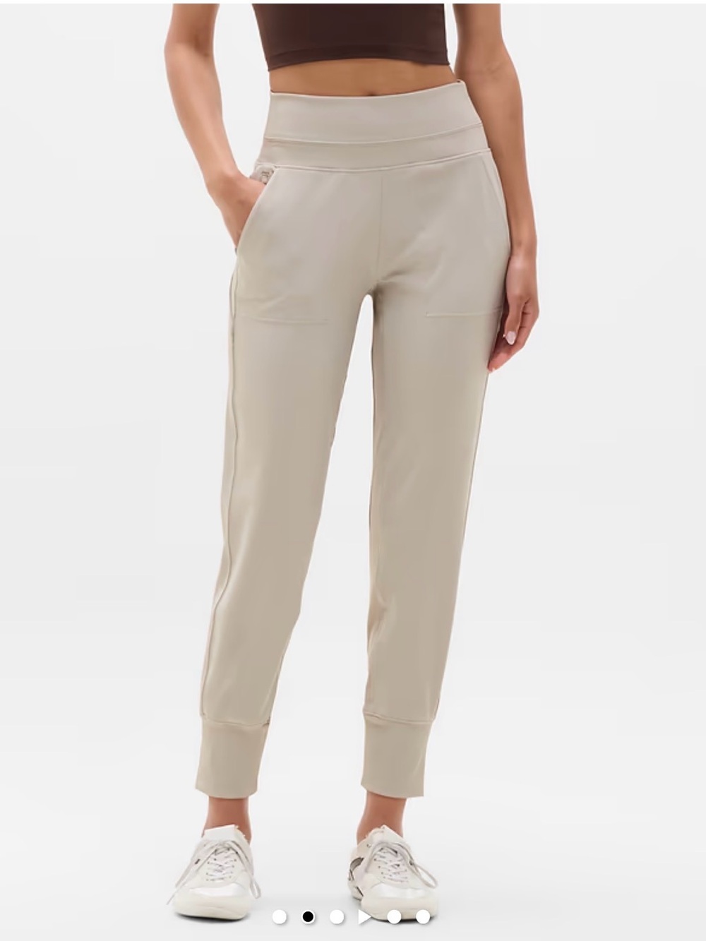 Athleta Venice High Rise Jogger XL Oatmeal Beige Cream Athleisure Travel Pant - Picture 4 of 12